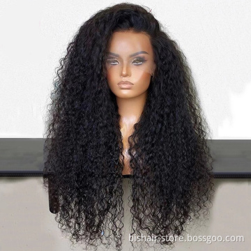 Water wave 13x4 front lace wig human hair 150% density suitable for women Brazilian curly real hair wig, natural color 26 inches